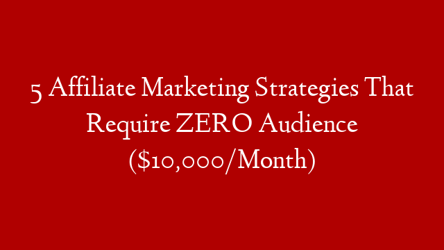 5 Affiliate Marketing Strategies That Require ZERO Audience ($10,000/Month) post thumbnail image