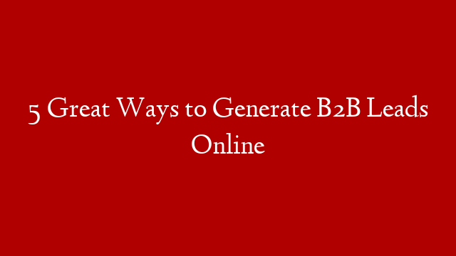 5 Great Ways to Generate B2B Leads Online