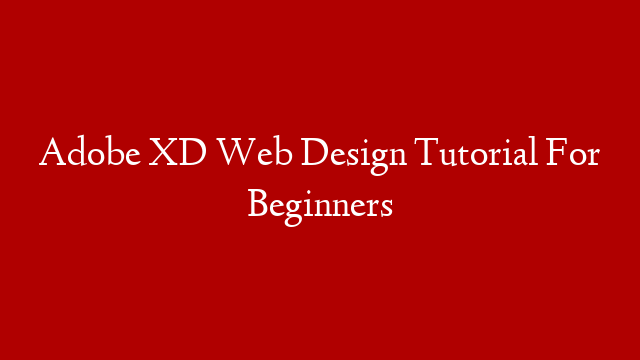 Adobe XD Web Design Tutorial For Beginners