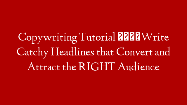 Copywriting Tutorial 🧐Write Catchy Headlines that Convert and Attract the RIGHT Audience