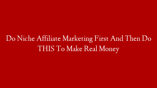Do Niche Affiliate Marketing First And Then Do THIS To Make Real Money