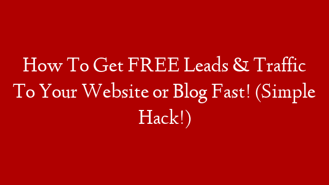 How To Get FREE Leads & Traffic To Your Website or Blog Fast! (Simple Hack!) post thumbnail image