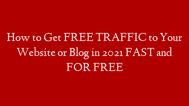 How to Get FREE TRAFFIC to Your Website or Blog in 2021 FAST and FOR FREE post thumbnail image