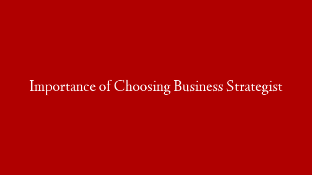 Importance of Choosing Business Strategist