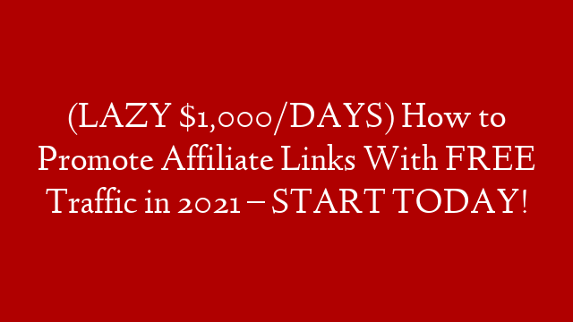 (LAZY $1,000/DAYS) How to Promote Affiliate Links With FREE Traffic in 2021 – START TODAY!