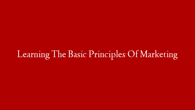 Learning The Basic Principles Of Marketing