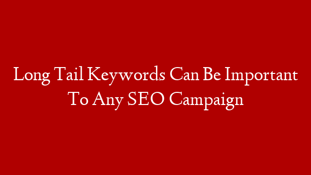 Long Tail Keywords Can Be Important To Any SEO Campaign