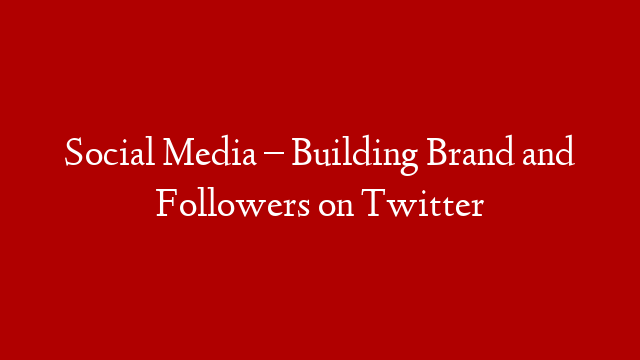 Social Media – Building Brand and Followers on Twitter