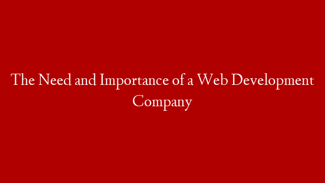The Need and Importance of a Web Development Company