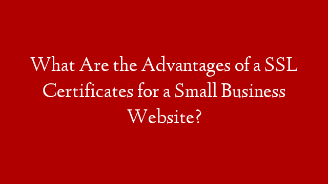 What Are the Advantages of a SSL Certificates for a Small Business Website?