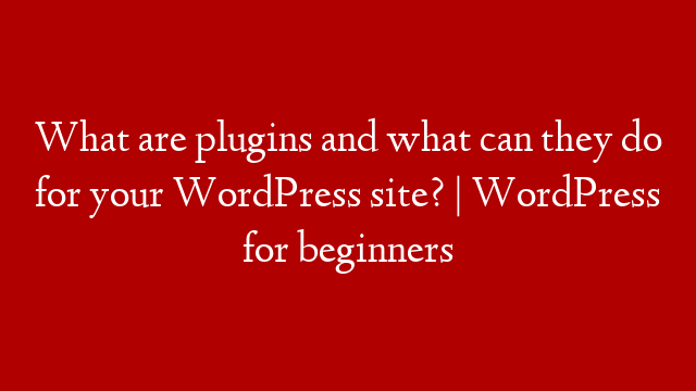 What are plugins and what can they do for your WordPress site? | WordPress for beginners