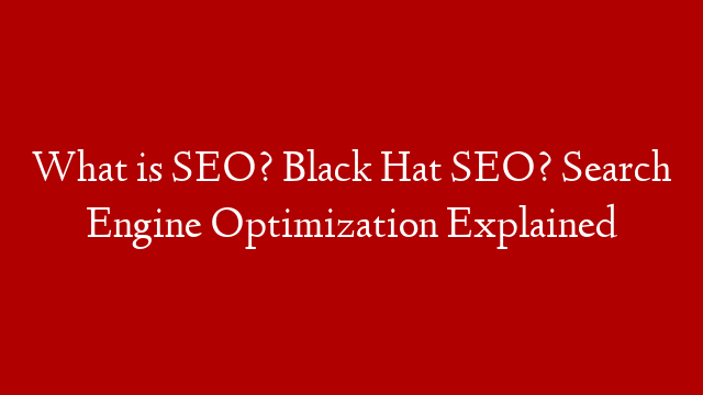 What is SEO? Black Hat SEO? Search Engine Optimization Explained
