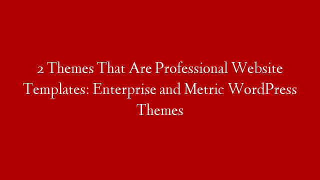 2 Themes That Are Professional Website Templates: Enterprise and Metric WordPress Themes