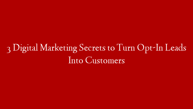 3 Digital Marketing Secrets to Turn Opt-In Leads Into Customers