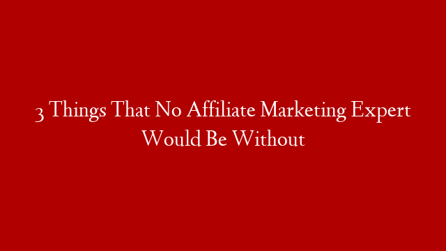 3 Things That No Affiliate Marketing Expert Would Be Without