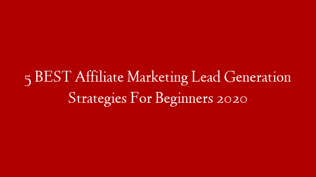 5 BEST Affiliate Marketing Lead Generation Strategies For Beginners 2020