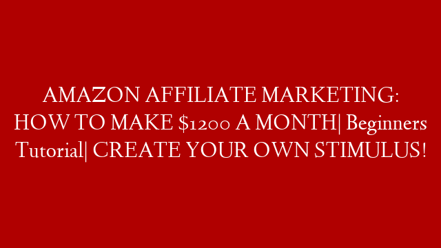 AMAZON AFFILIATE MARKETING: HOW TO MAKE $1200 A MONTH| Beginners Tutorial| CREATE YOUR OWN STIMULUS!