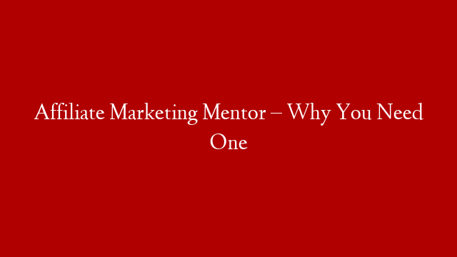 Affiliate Marketing Mentor – Why You Need One
