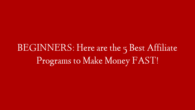 BEGINNERS: Here are the 5 Best Affiliate Programs to Make Money FAST!