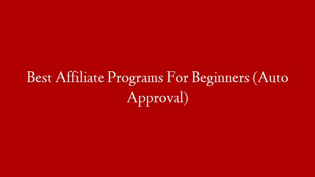 Best Affiliate Programs For Beginners (Auto Approval)