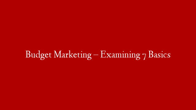 Budget Marketing – Examining 7 Basics