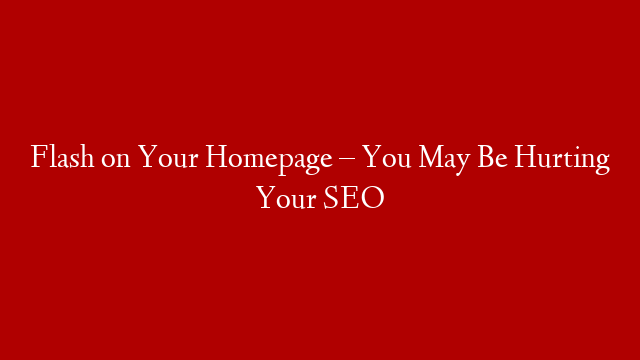 Flash on Your Homepage – You May Be Hurting Your SEO post thumbnail image