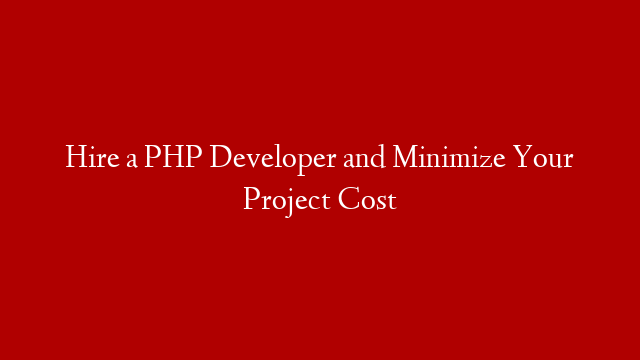 Hire a PHP Developer and Minimize Your Project Cost