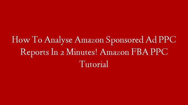 How To Analyse Amazon Sponsored Ad PPC Reports In 2 Minutes! Amazon FBA PPC Tutorial