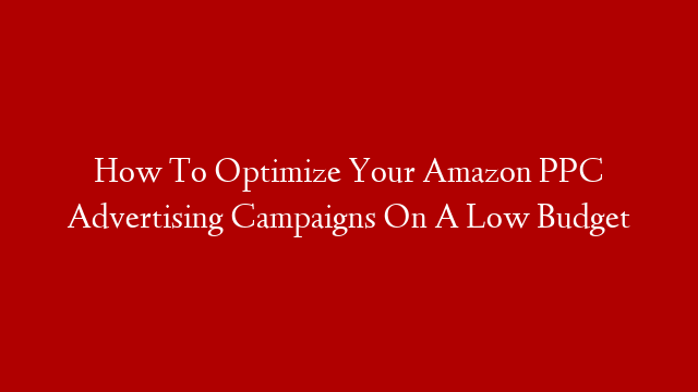 How To Optimize Your Amazon PPC Advertising Campaigns On A Low Budget