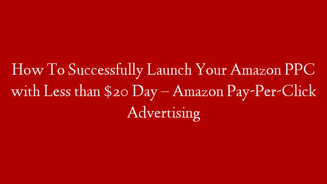 How To Successfully Launch Your Amazon PPC with Less than $20 Day – Amazon Pay-Per-Click Advertising