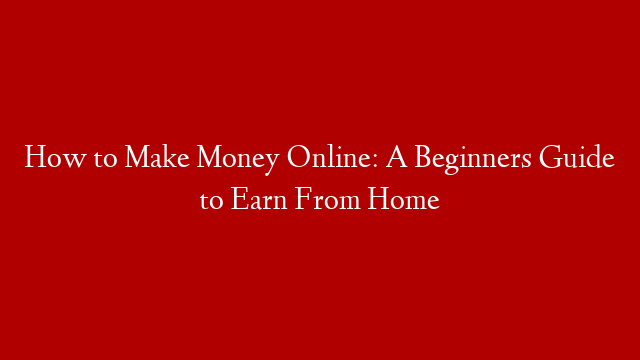 How to Make Money Online: A Beginners Guide to Earn From Home