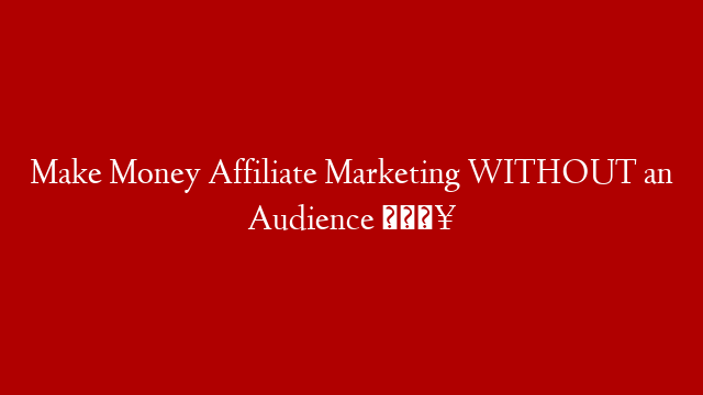 Make Money Affiliate Marketing WITHOUT an Audience 👥