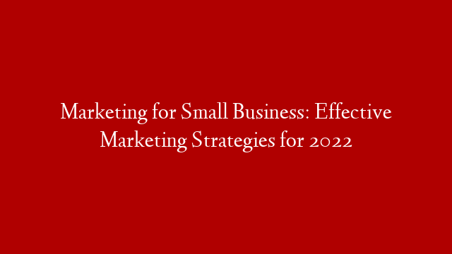 Marketing for Small Business: Effective Marketing Strategies for 2022
