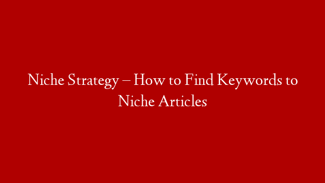 Niche Strategy – How to Find Keywords to Niche Articles post thumbnail image