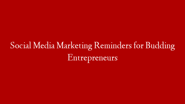 Social Media Marketing Reminders for Budding Entrepreneurs