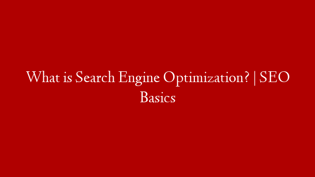 What is Search Engine Optimization? | SEO Basics