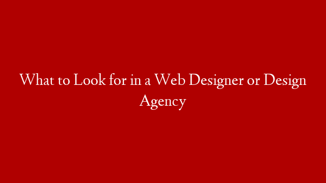 What to Look for in a Web Designer or Design Agency