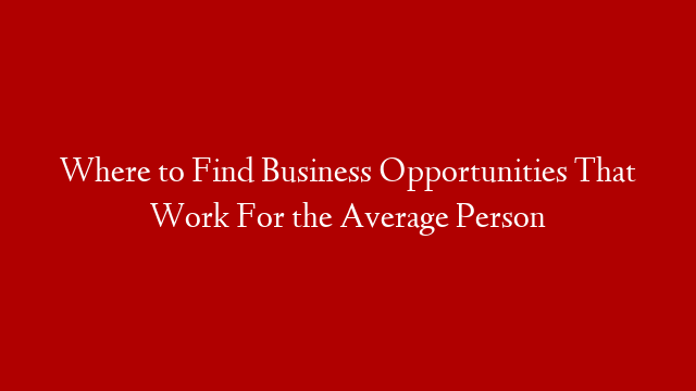 Where to Find Business Opportunities That Work For the Average Person