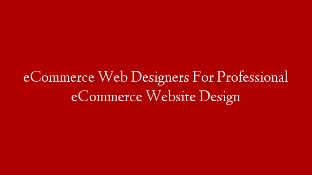 eCommerce Web Designers For Professional eCommerce Website Design