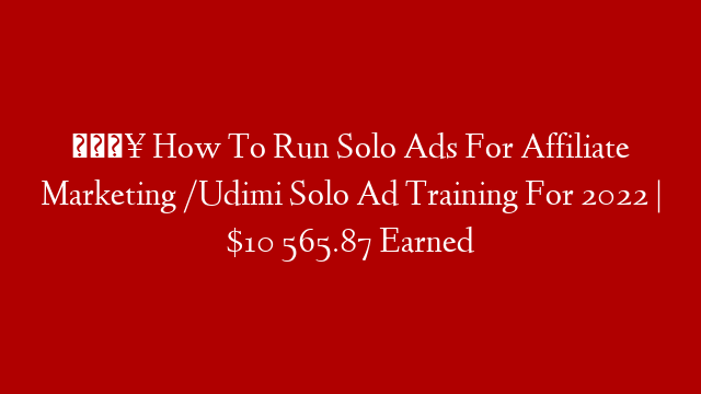 🔥 How To Run Solo Ads For Affiliate Marketing /Udimi Solo Ad Training For 2022 | $10 565.87 Earned