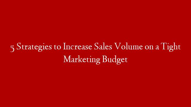 5 Strategies to Increase Sales Volume on a Tight Marketing Budget