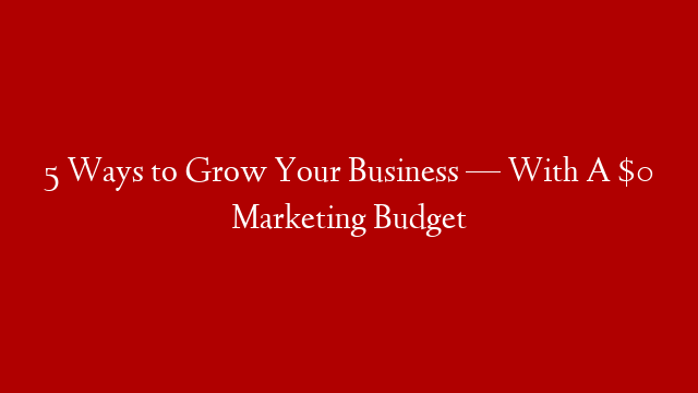 5 Ways to Grow Your Business — With A $0 Marketing Budget