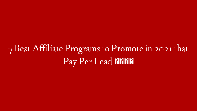 7 Best Affiliate Programs to Promote in 2021 that Pay Per Lead 👌