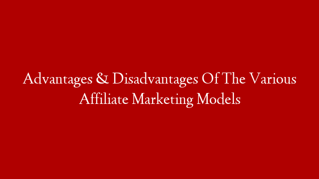 Advantages & Disadvantages Of The Various Affiliate Marketing Models post thumbnail image