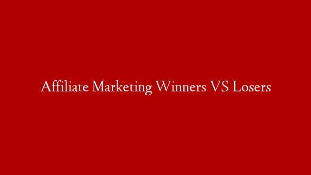 Affiliate Marketing Winners VS Losers