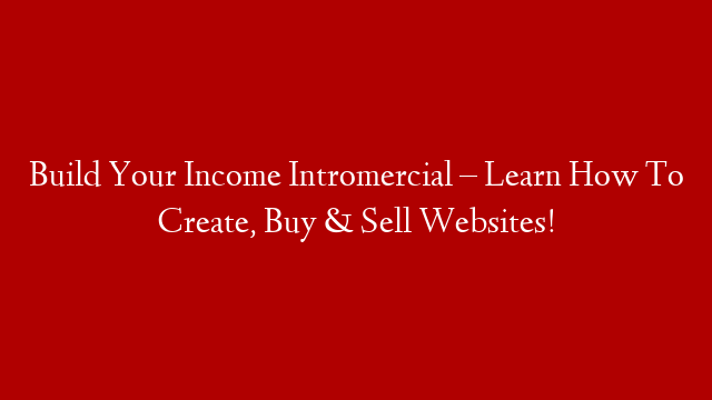 Build Your Income Intromercial – Learn How To Create, Buy & Sell Websites!