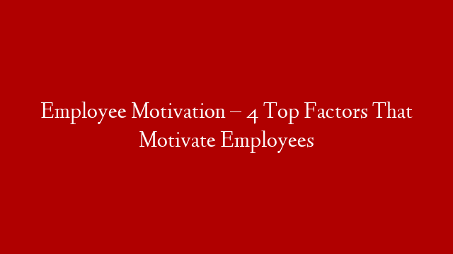 Employee Motivation – 4 Top Factors That Motivate Employees