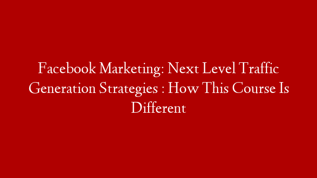 Facebook Marketing: Next Level Traffic Generation Strategies : How This Course Is Different