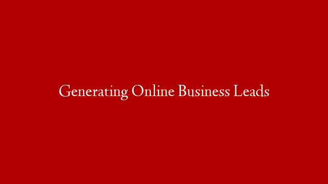 Generating Online Business Leads