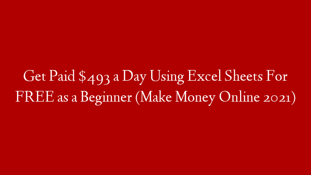 Get Paid $493 a Day Using Excel Sheets For FREE as a Beginner (Make Money Online 2021)